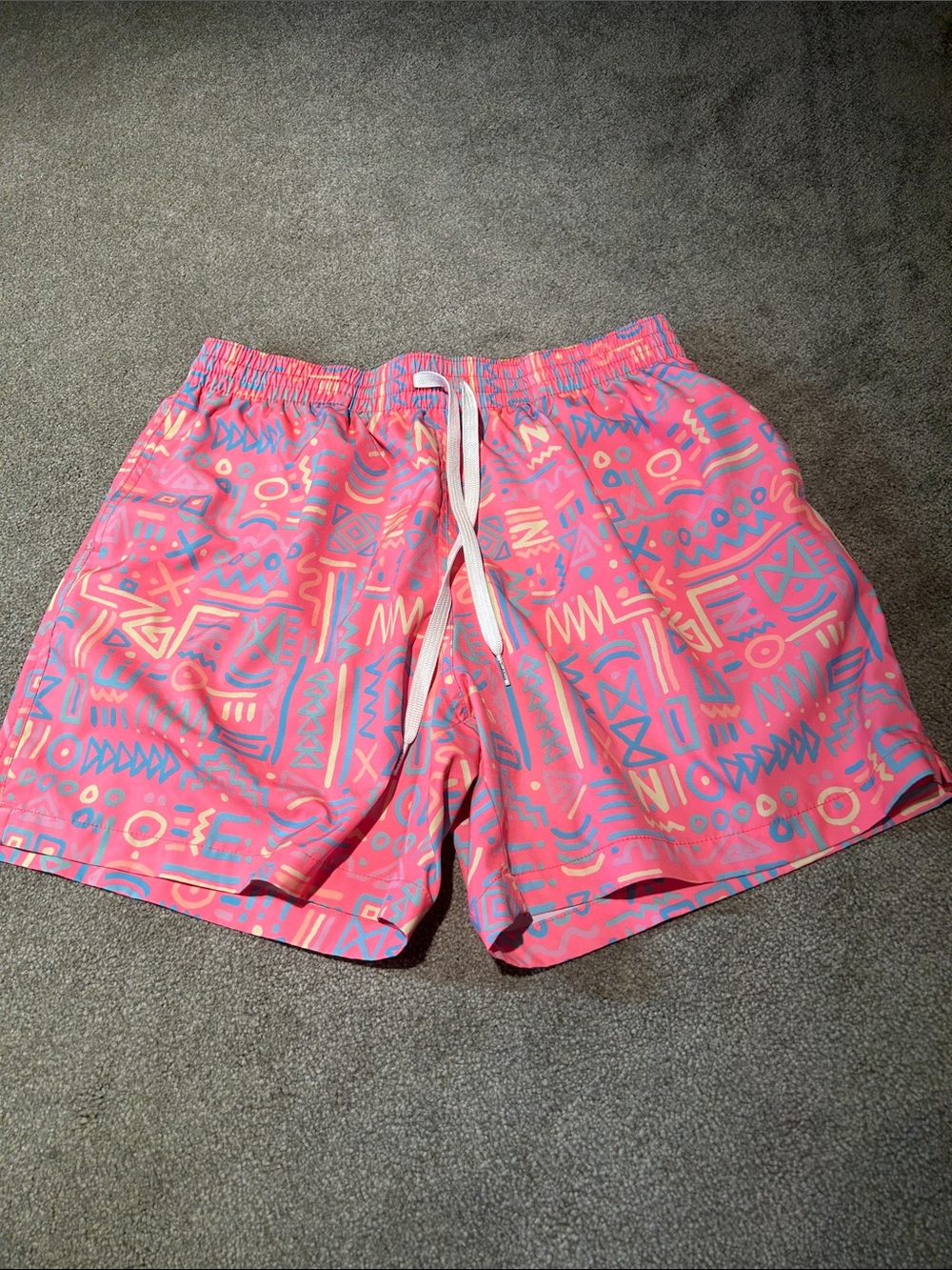chubbies Pink Geometric Print Swim Trunks